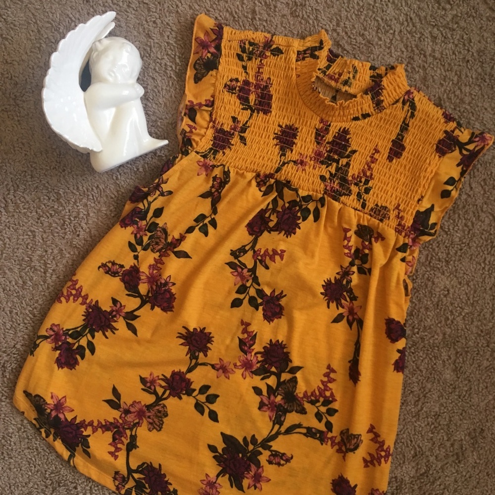 Floral cap sleeve top
